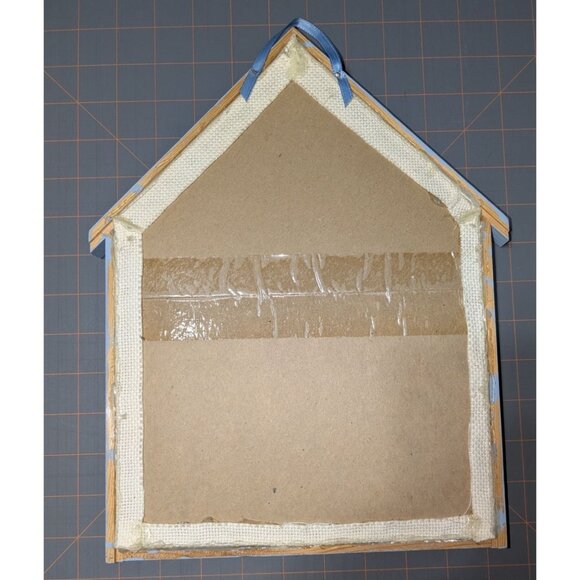 Country Welcome Needlepoint Wall Art with Cats in Light Blue Frame - Picture 7 of 7